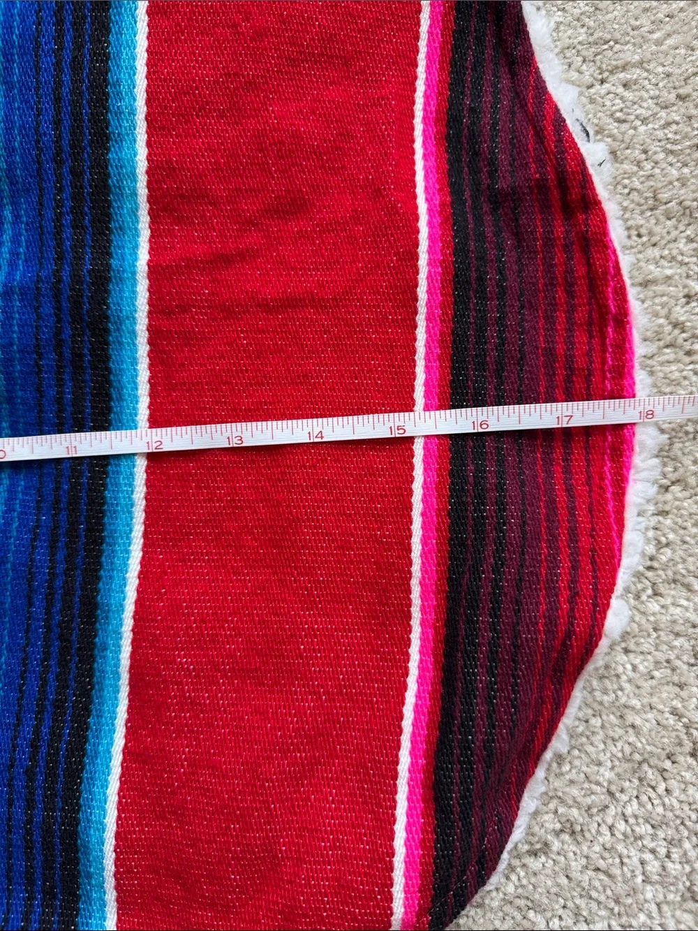 Striped multi-colored Serape Dog Coat with Sherpa Trim